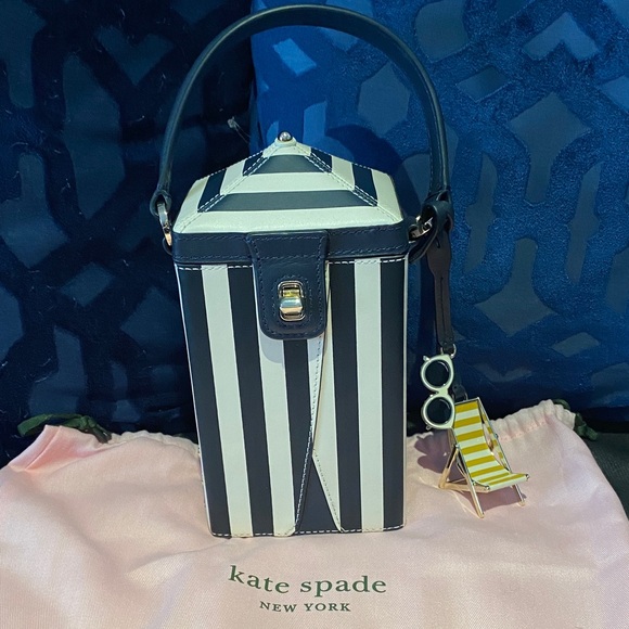 Rare Kate Spade Cabana Navy and White Striped Mini Bag